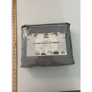 BIBB  2000 thread count Bamboo Chambray Gray KING 6pc sheet set